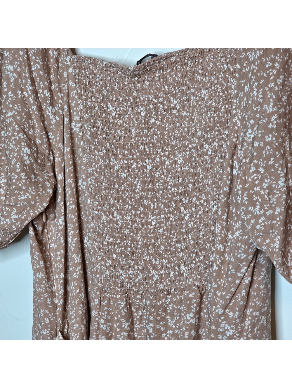 BALTICBORN Brown Floral Button-Front Midi Dress with Puff Sleeves Size L - Picture 4 of 8